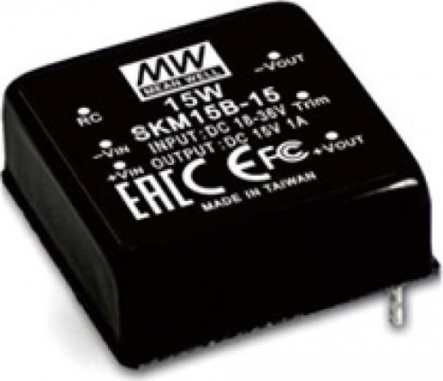 CONVERTER 15W/18-36V/12V/1.25A PCB SKM15B-12 MEAN WELL