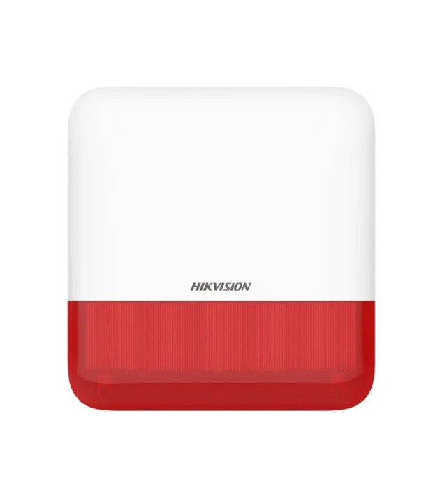 HIKVISION DS-PS1-E-WE(RED) Αυτόνομη ασύρματη πιεζοηλεκτρική σειρήνα εξωτερικού χώρου, για πίνακα AX PRO, σε μοντέρνο σχεδιασμό.