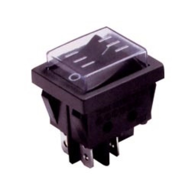 Rocker Switch Large 4P ON-OFF 16A/250V 4P With PVC Cover IP20 Black PS8C-5 BEJ