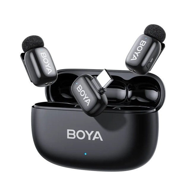 BOYA mini 2 Type-C - 2,4GHz 2mic Wireless AI-ANC Mic w. Charging Box Mono/stereo/safety-track