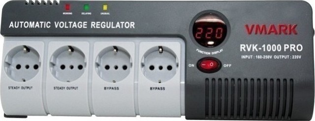 VMARK RVK-1000VA Pro Compact Relay Voltage Stabilizer with 4 Power Outlets