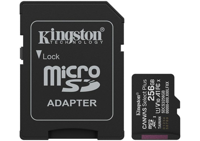Kingston Technology Canvas Select Plus memory card 256 GB MicroSDXC Class 10 UHS-I (SDCS2/256GB)