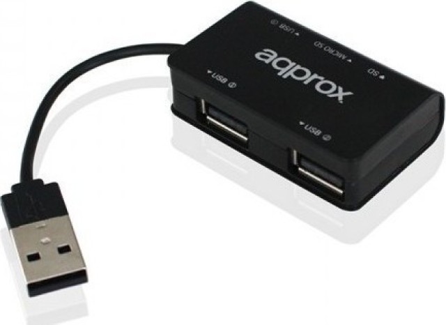 APPROX HT8B HUB 3 puertos USB 2.0 y lector de tarjetas SD / Micro SD