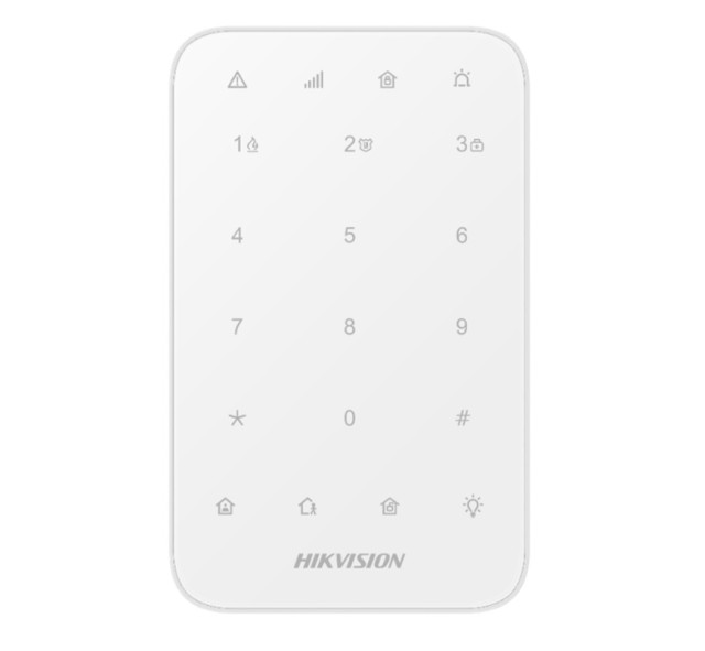 AX PRO DS-PK1-E-WE Teclado inalámbrico blanco para operación de panel AX PRO y señal de alarma visual / audible