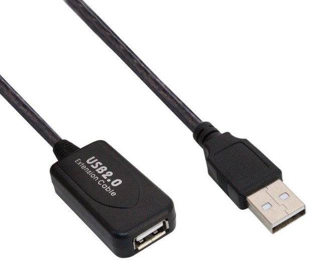 POWERTECH καλώδιο προέκτασης USB CAB-U054, ενισχυτής, 480Mbps 15m, μαύρο