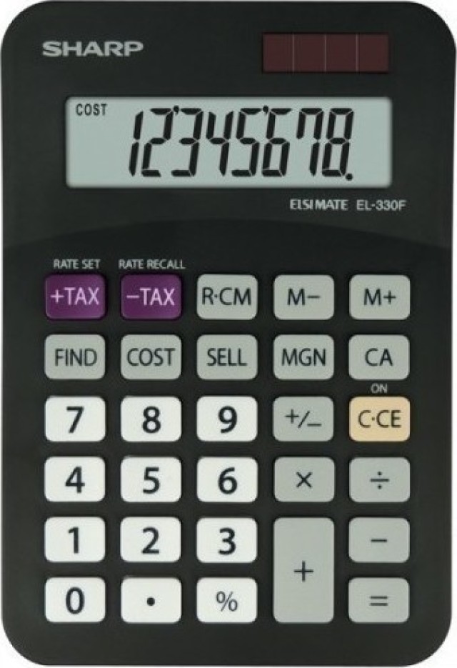 Calculadora Contable Sharp EL-330FBBK 8 Dígitos en Color Negro