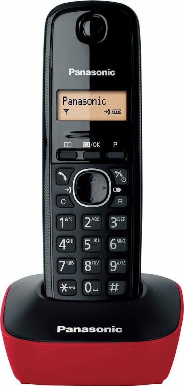 Panasonic KX-TG1611GRR Cordless Phone Black/Red