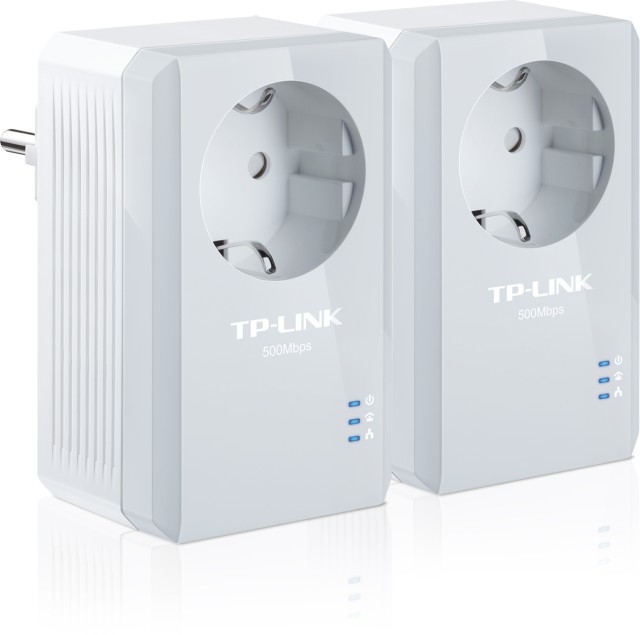 TP-LINK TL-PA4010P KIT v1 Powerline Διπλό για Ενσύρματη Σύνδεση με Passthrough Πρίζα και Θύρα Ethernet