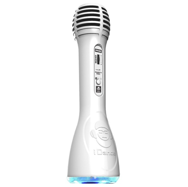 iDance Party Mic PM-6 blanco con Bluetooth, altavoz de karaoke incorporado y Photo Rhythm