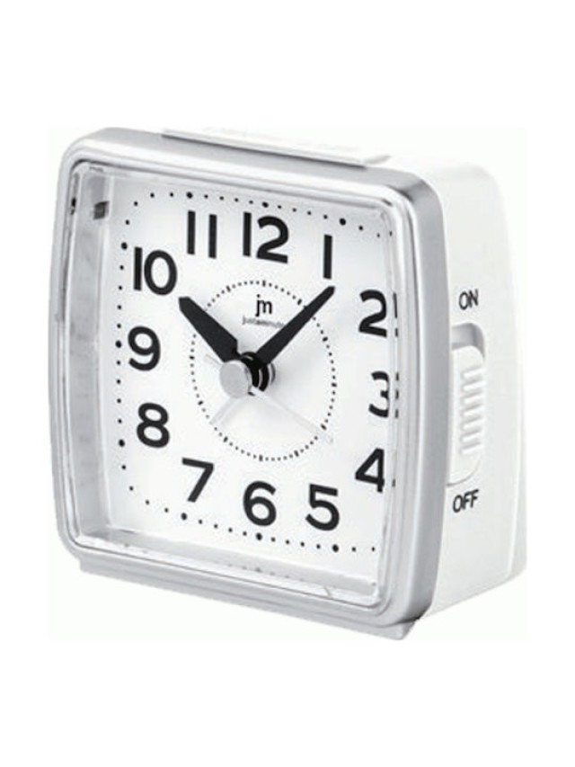 Justaminute Desk Clock & Alarm Clock White with White Dial JA7050B