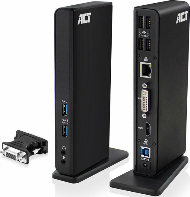Docking station INTRONICS AC6150 da USB 3.2 a HDMI-DVI-USB 3.2-LAN-2x3.5mm