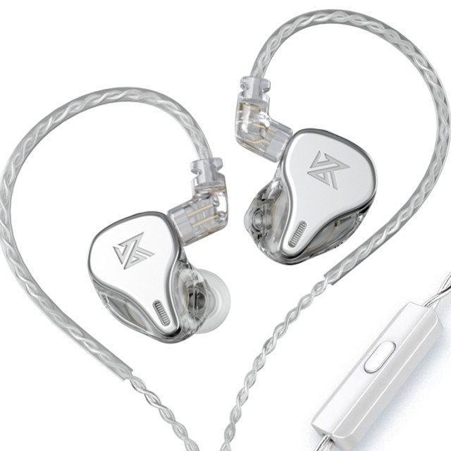 KZ DQ6 Silver With Mic - IEM 3,5 HBB Tuned Improved In Ear Monitor Earphones, 3DD Dynamic