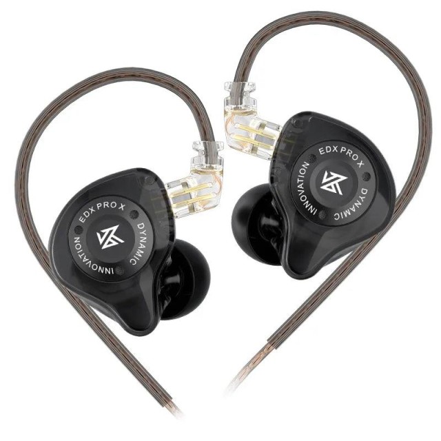 KZ EDX PRO Black No Mic - IEM 3,5 In Ear Monitor Earphones, 1DD Dynamic, HIFI bass, Noise Cancelling