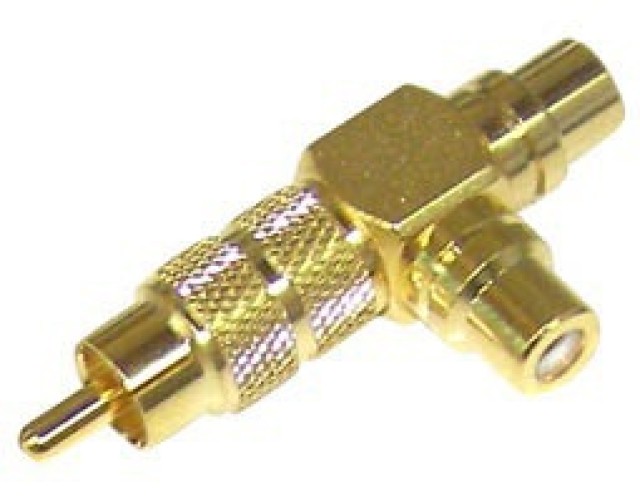 Ultimax, RA3140G, adaptador RCA macho chapado en oro en 2 hembras RCA (T)